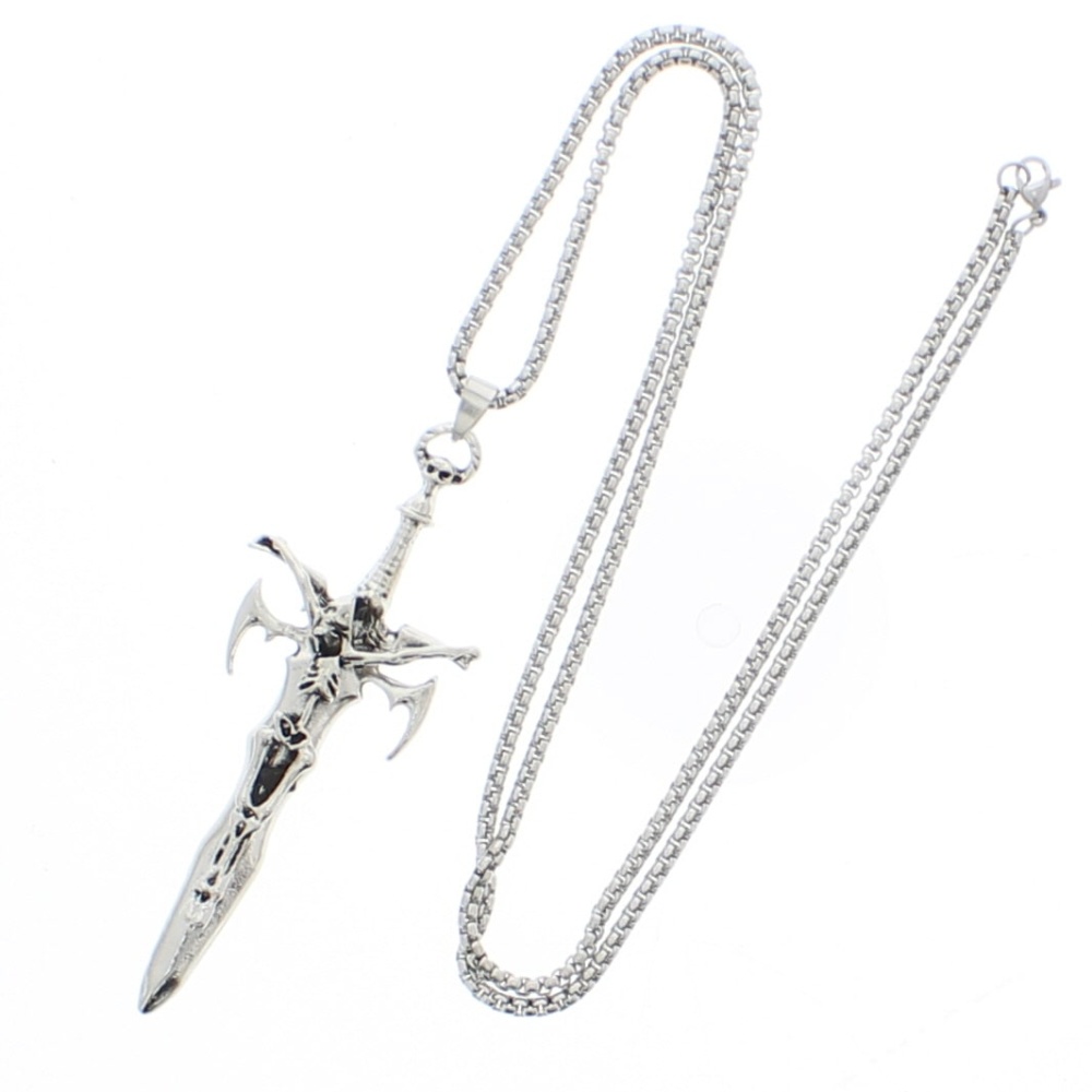 Zac's Alter Ego - Skeleton on Sword Chain Necklace Ketting - Zilverkleurig